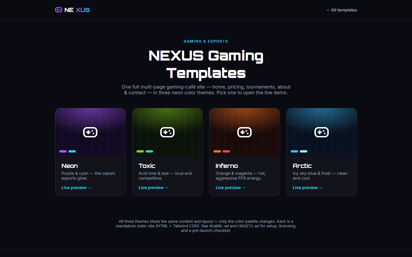 NEXUS — Gaming Café Template preview