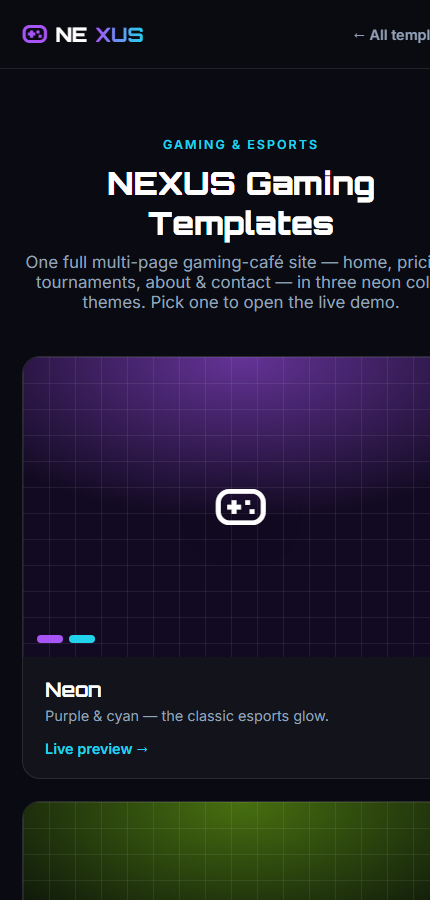 NEXUS — Gaming Café Template preview 2